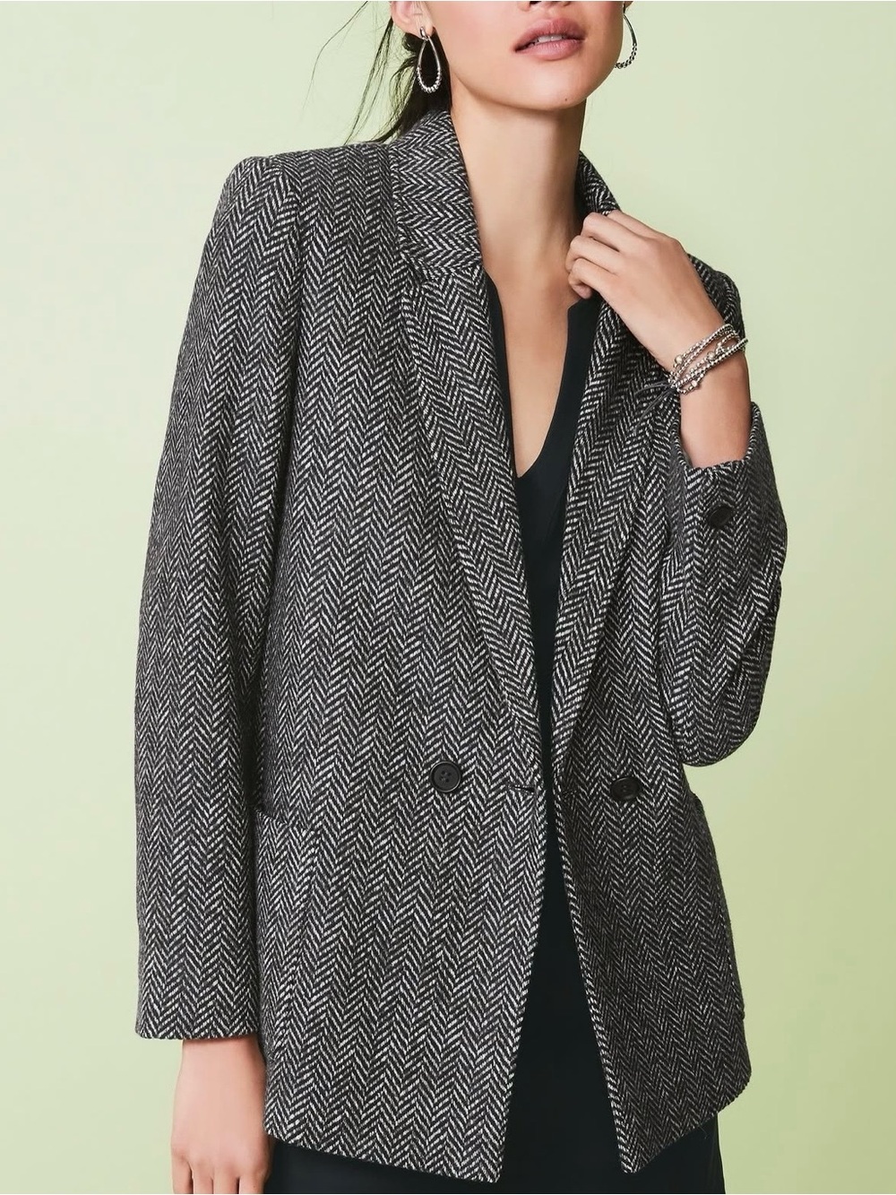 H&M Women’s Herringbone Double-Breasted Blazer